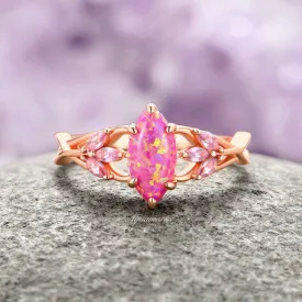 Pink Fire Opal & Sapphire Celtic Knot Ring- 14K Rose Gold Vermeil