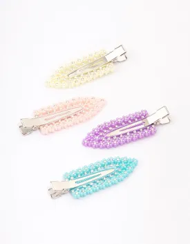 Rainbow Mini Diamante Flower Hair Clip 4-Pack