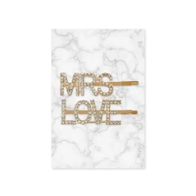 Rhinestone Bridal Party Word Hair Clips - Mrs Love: Gold