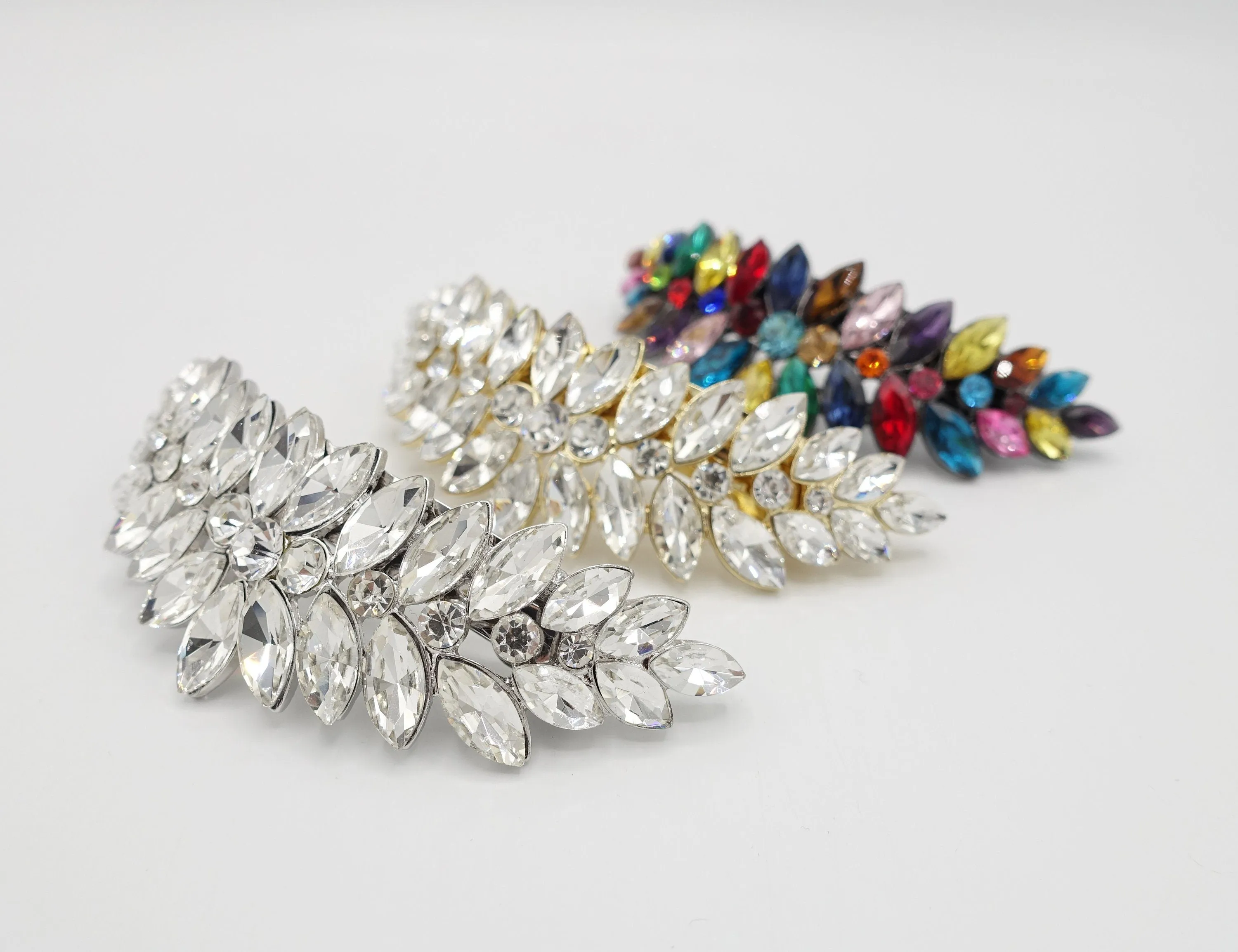 rhinestone leaf hair barrette bling hair accessory for women