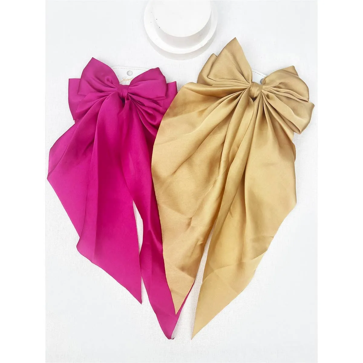 Satin Oversized French Bow Hair Barrettes