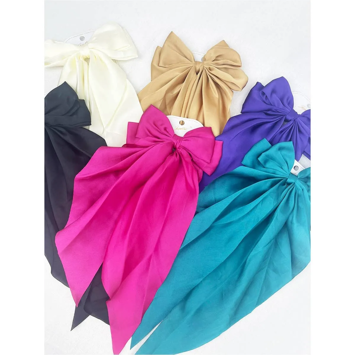 Satin Oversized French Bow Hair Barrettes