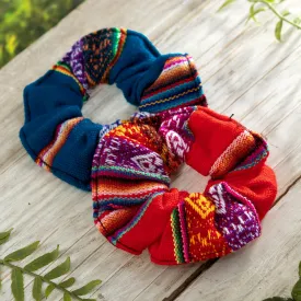 Set of 2 Scrunchies with Vibrant Andean Motifs - Andes Double Fantasy | NOVICA