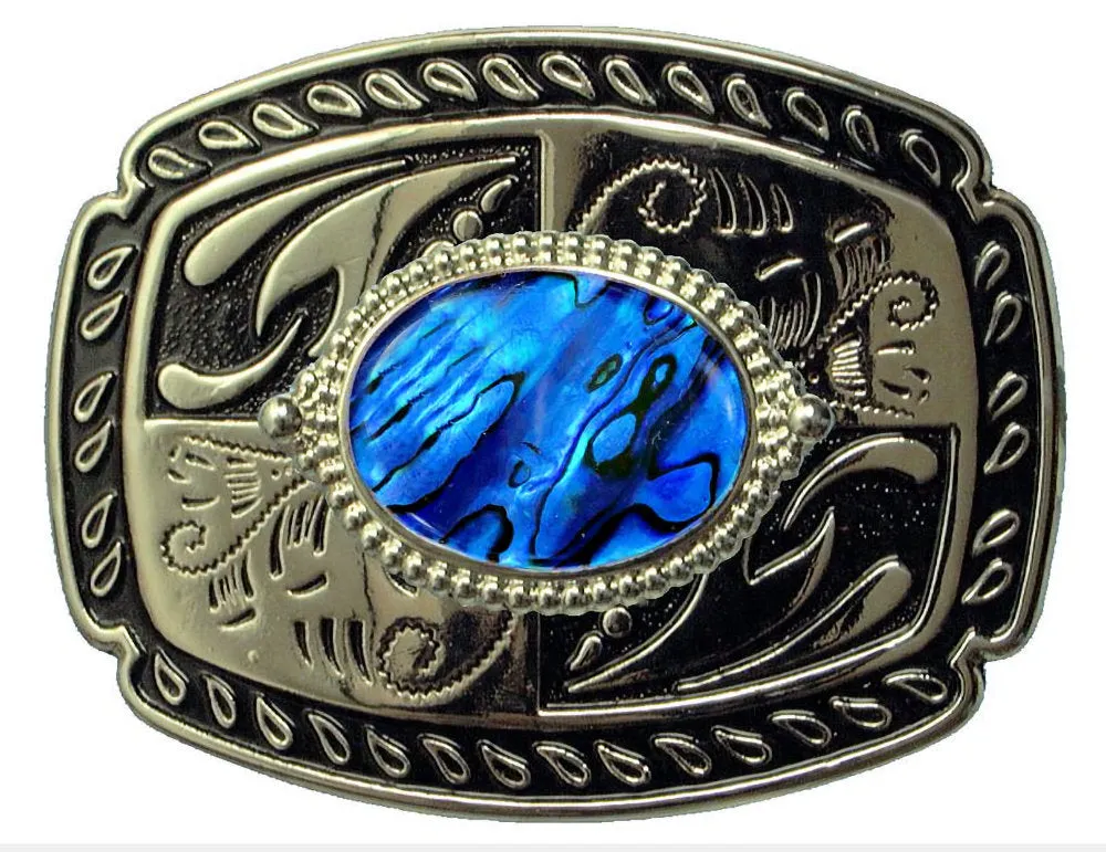 Shell Design Blue Belt Buckle