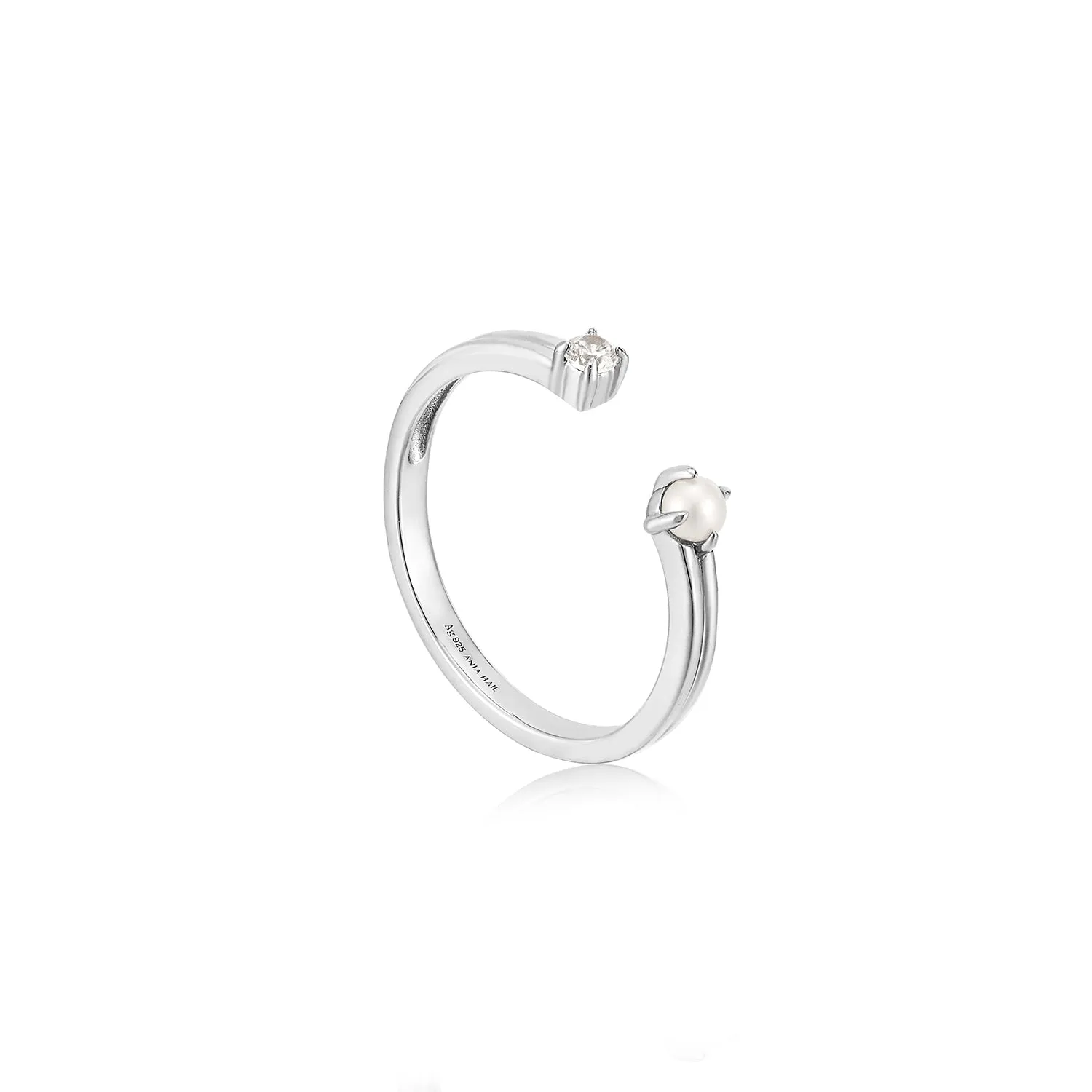 Silver Pearl Sparkle Adjustable Ring