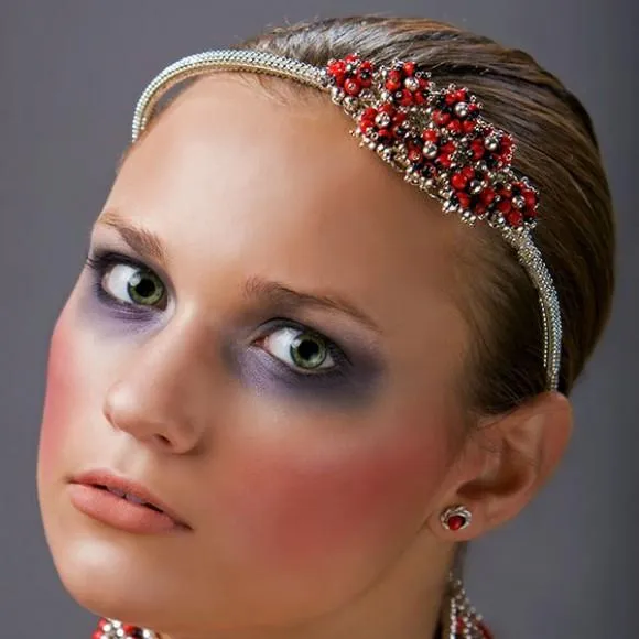 Silver Tone Stylish & Elegant Bridal Headbands w/Meaningful Huayruro Seed Beads