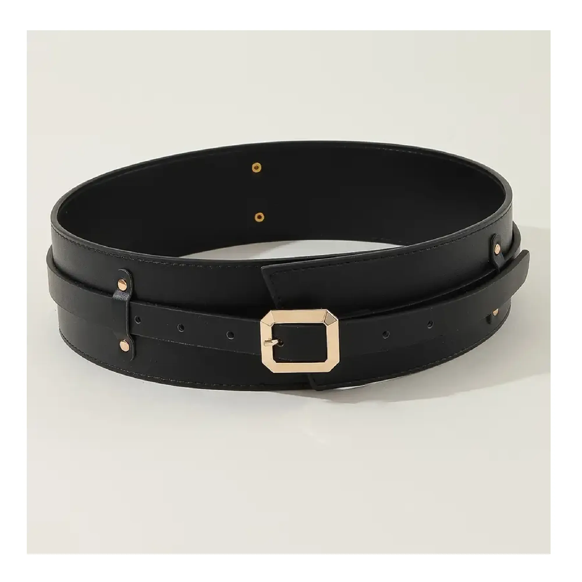 Square Buckle Decor Belt, Tummy Control Elegant Wide Decorative Waistbelt For Women