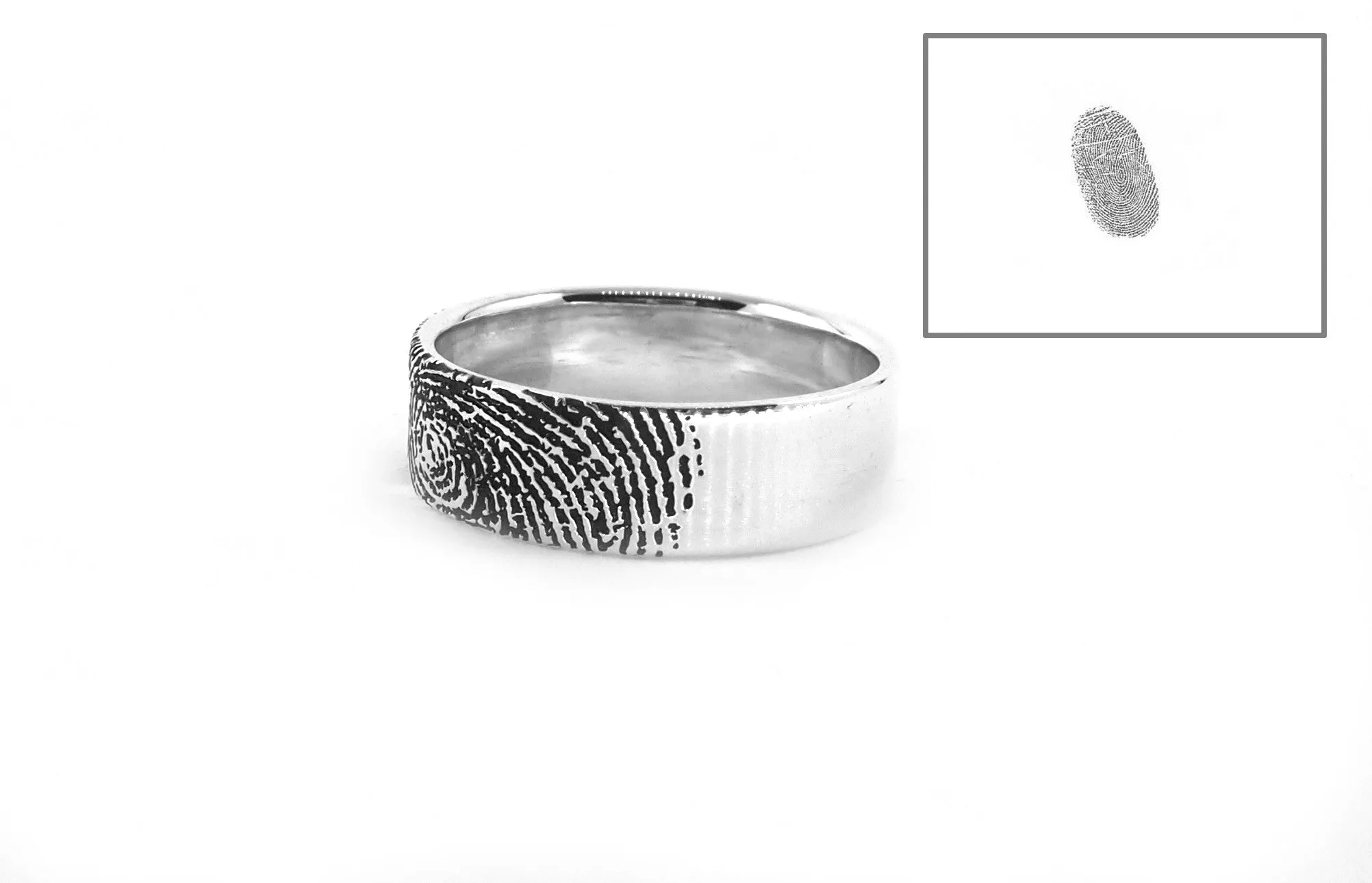 Sterling Silver Fingerprint Ring  6mm,  Personalized Ring, Promise Rings - Christmas Gift, engraved fingerprint ring, fingerprint engraved