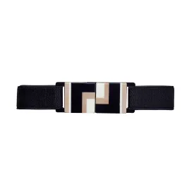 Stretch Belt with Multicolor Acrylic Buckle - Black