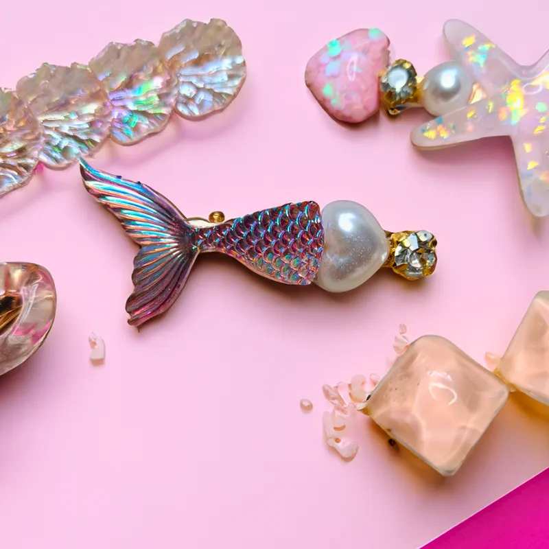 Stylish Pearl star Fish Sea Barrettes Hair Pin Accessories Combo Set (Pack of 1, Pink Theme)