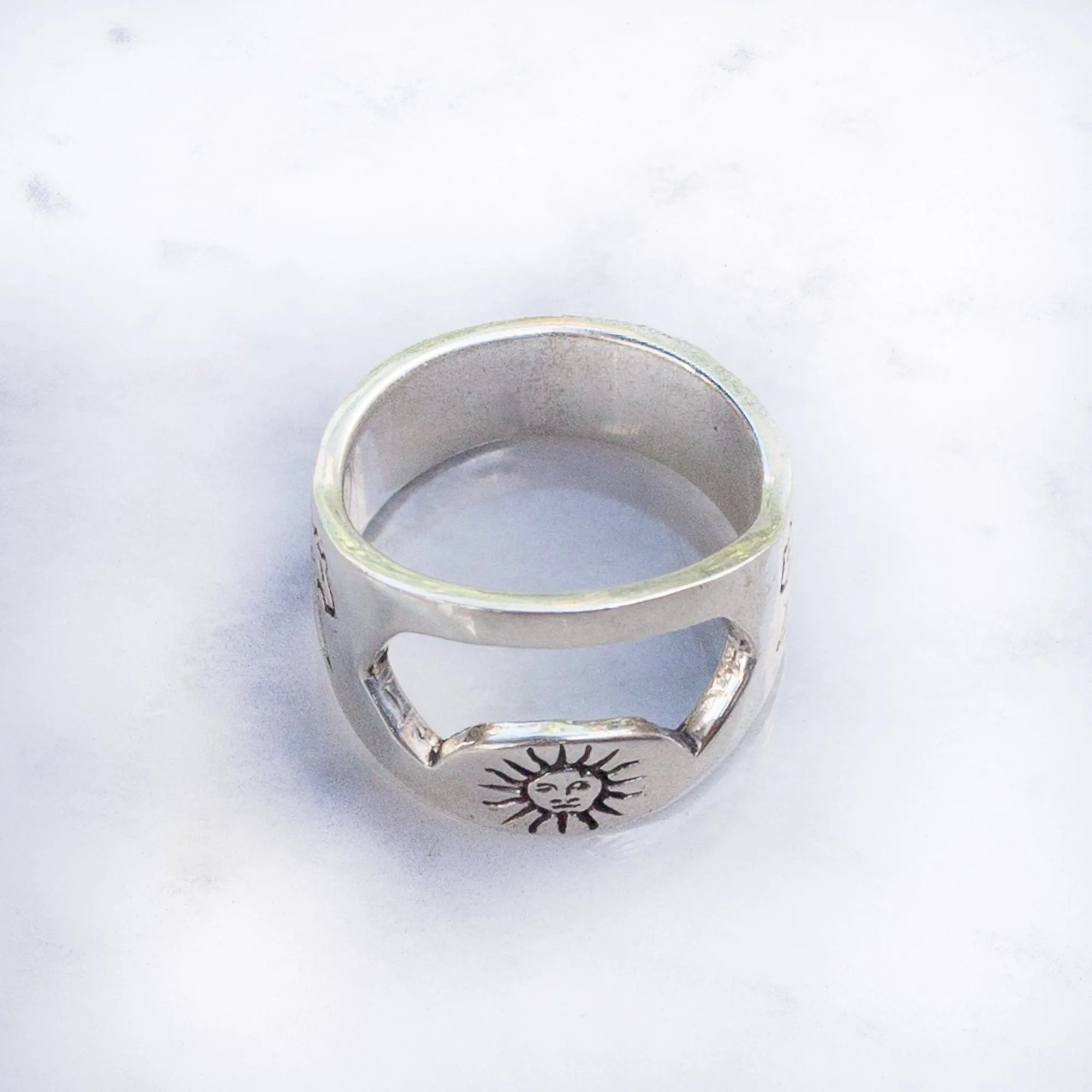 SUN & JAGUAR BOTTLE OPENER RING | 925 STERLING SILVER