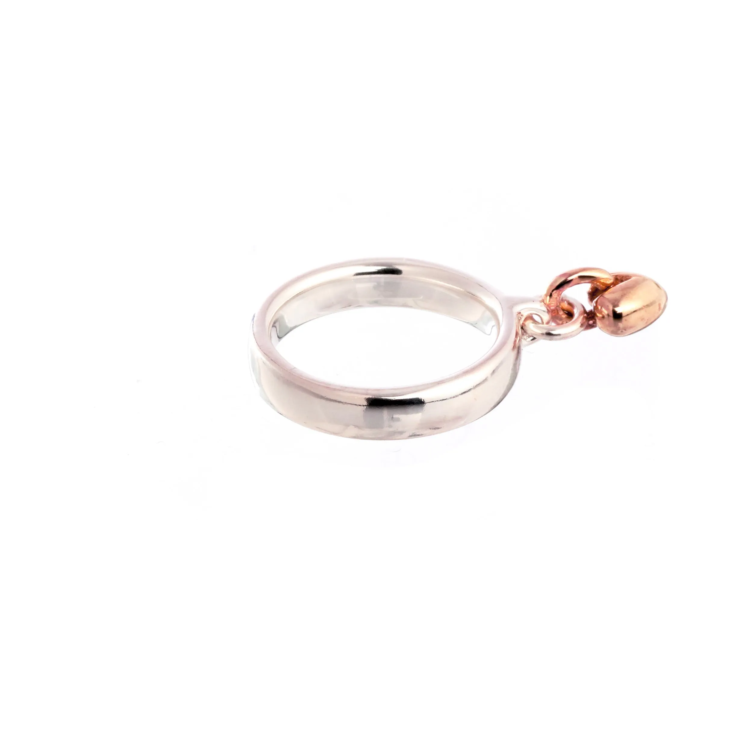 Sweetheart Silver & Rose Gold Charm Ring