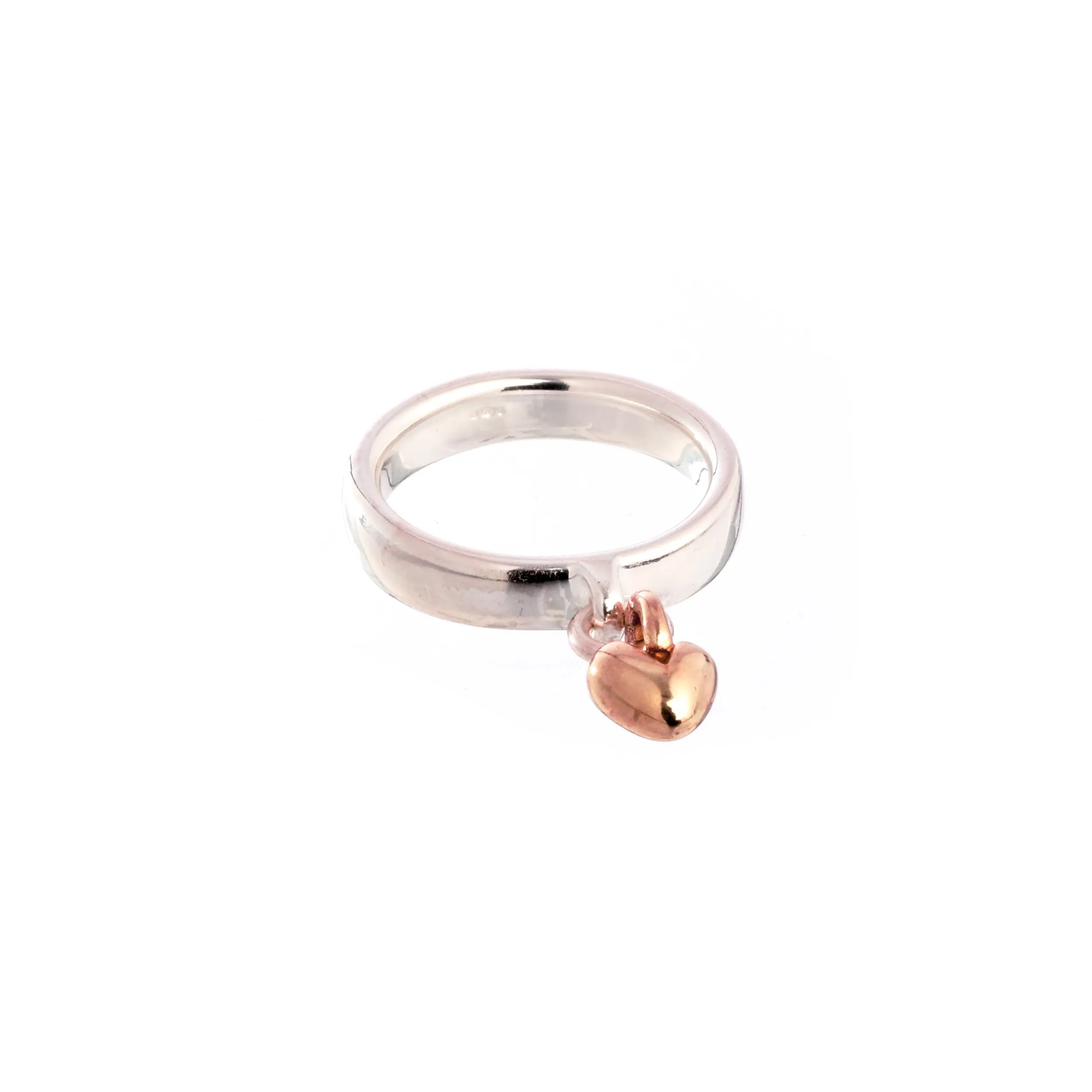 Sweetheart Silver & Rose Gold Charm Ring