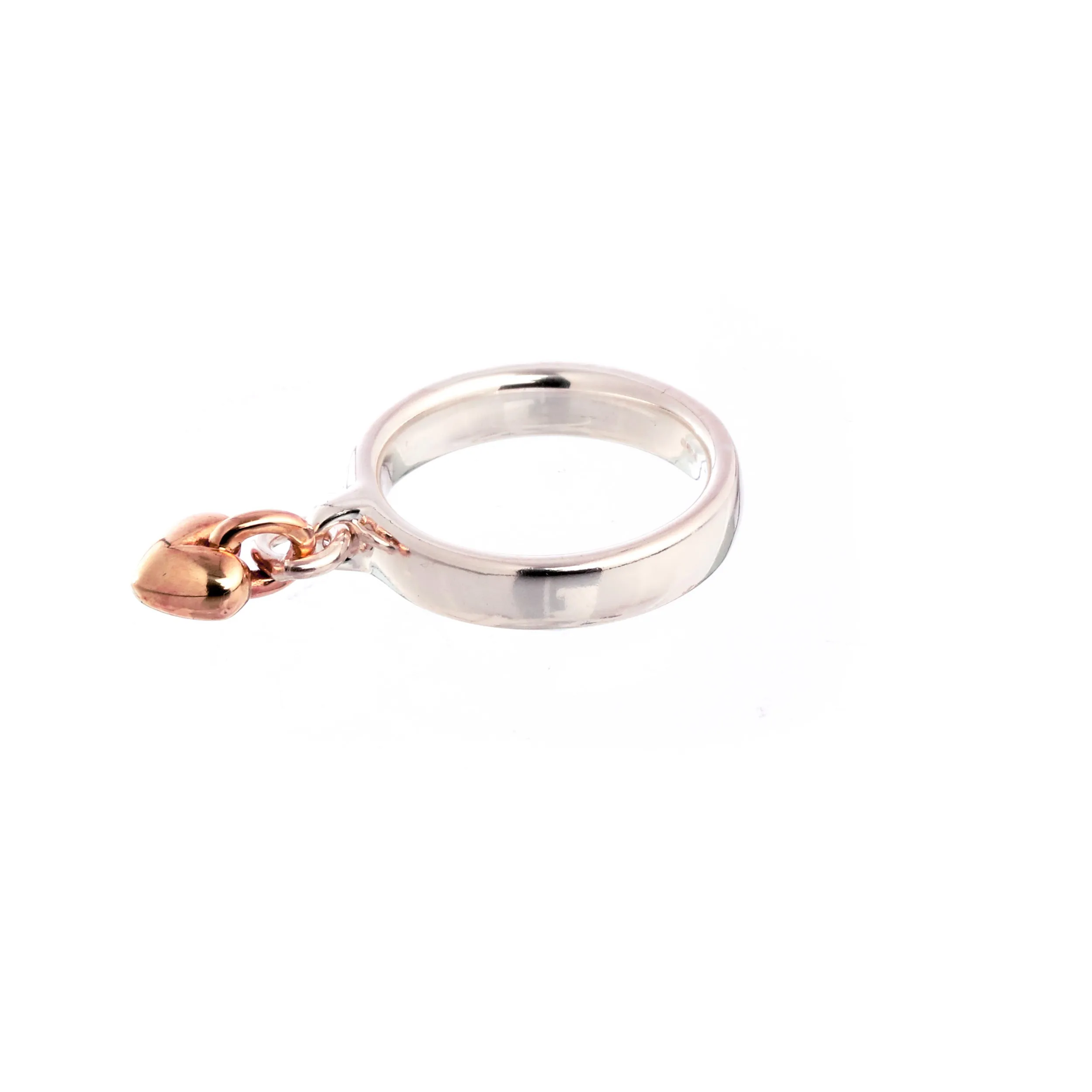 Sweetheart Silver & Rose Gold Charm Ring