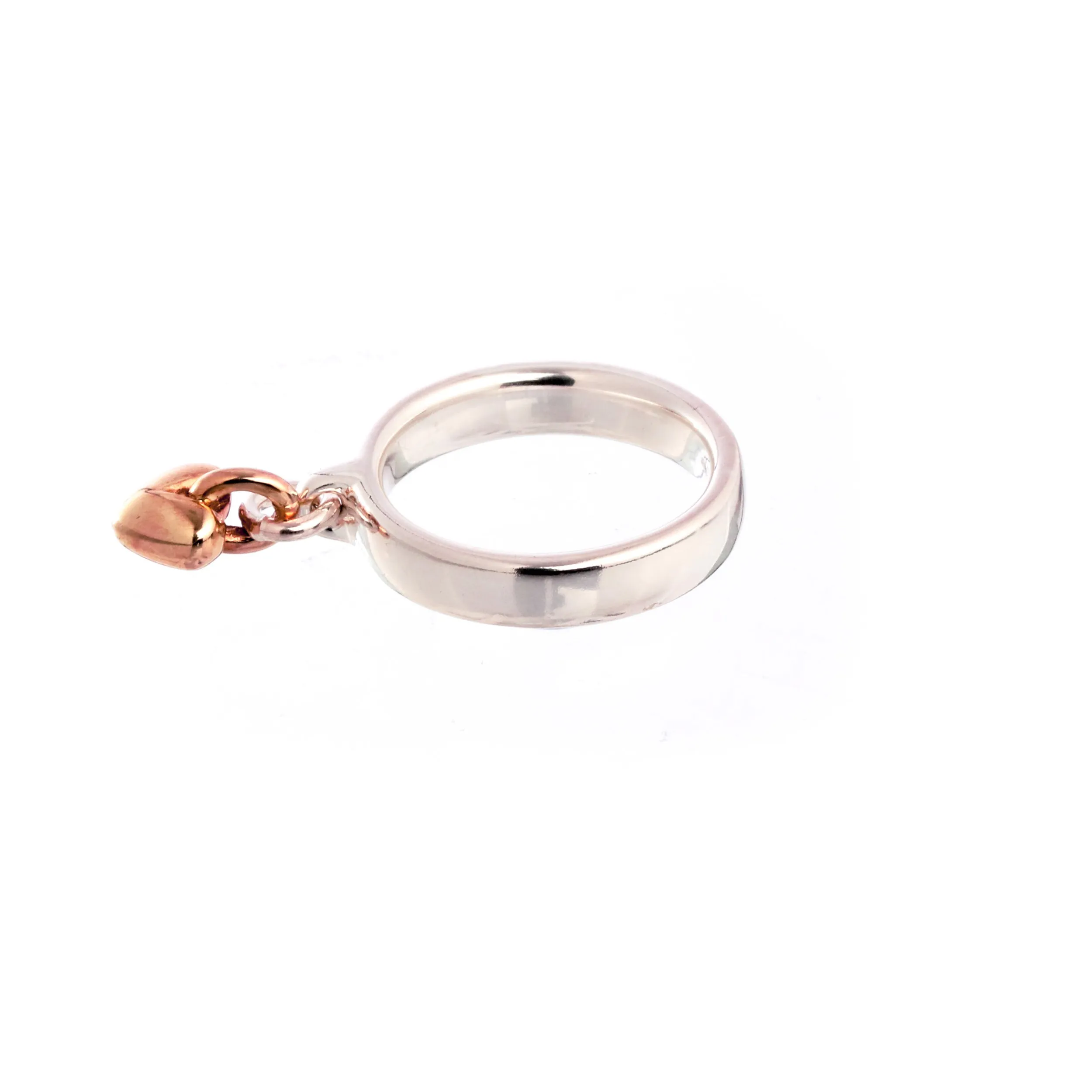 Sweetheart Silver & Rose Gold Charm Ring