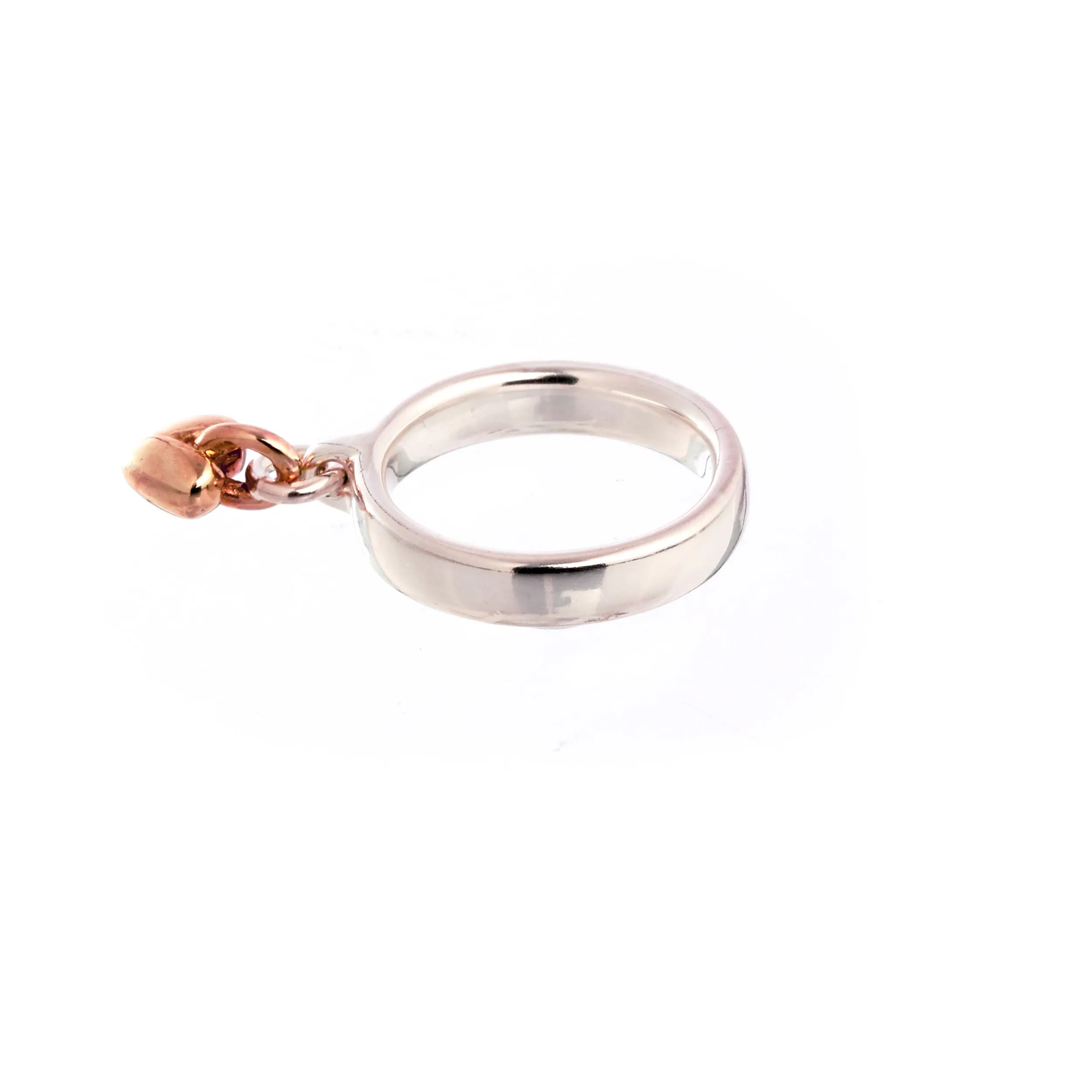 Sweetheart Silver & Rose Gold Charm Ring