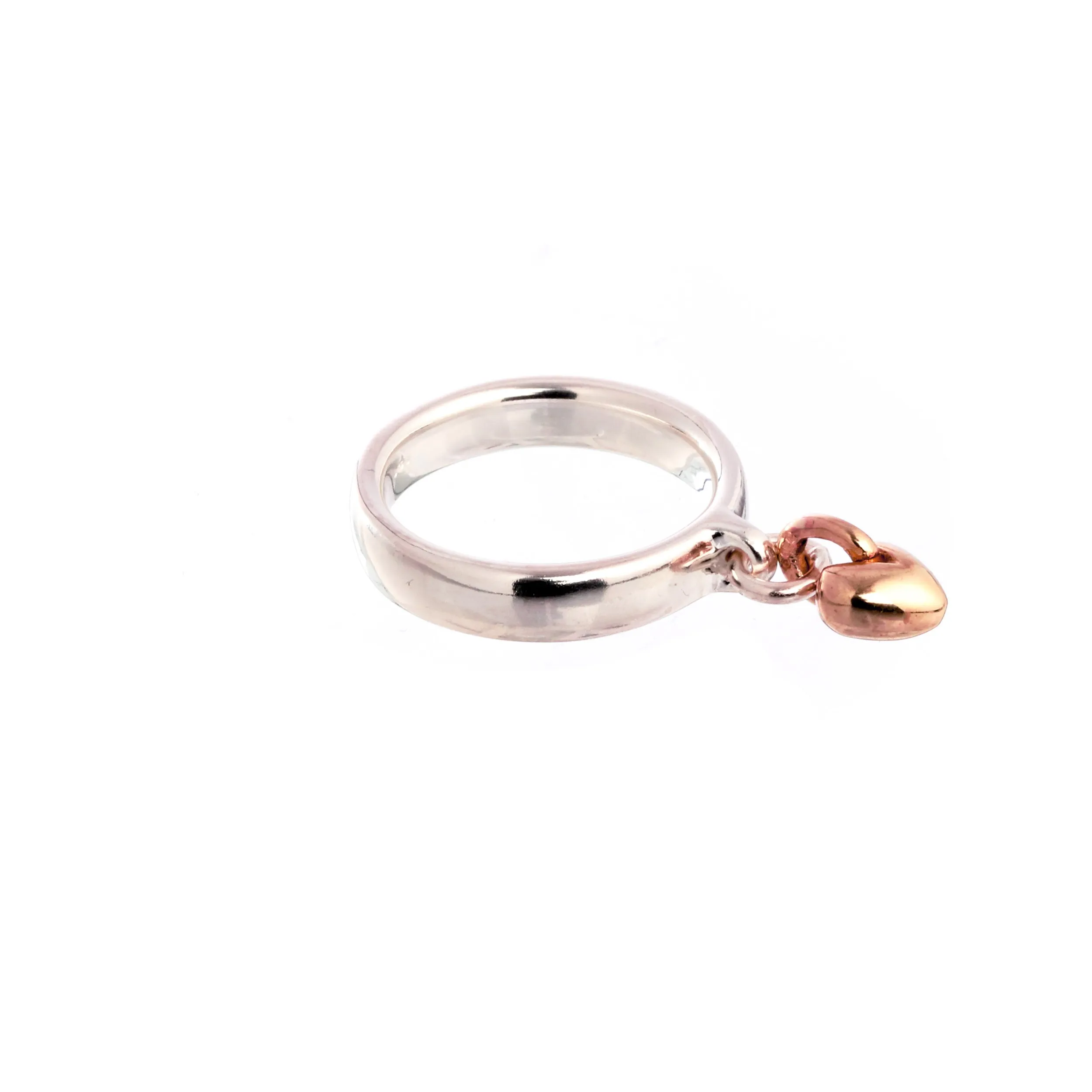 Sweetheart Silver & Rose Gold Charm Ring