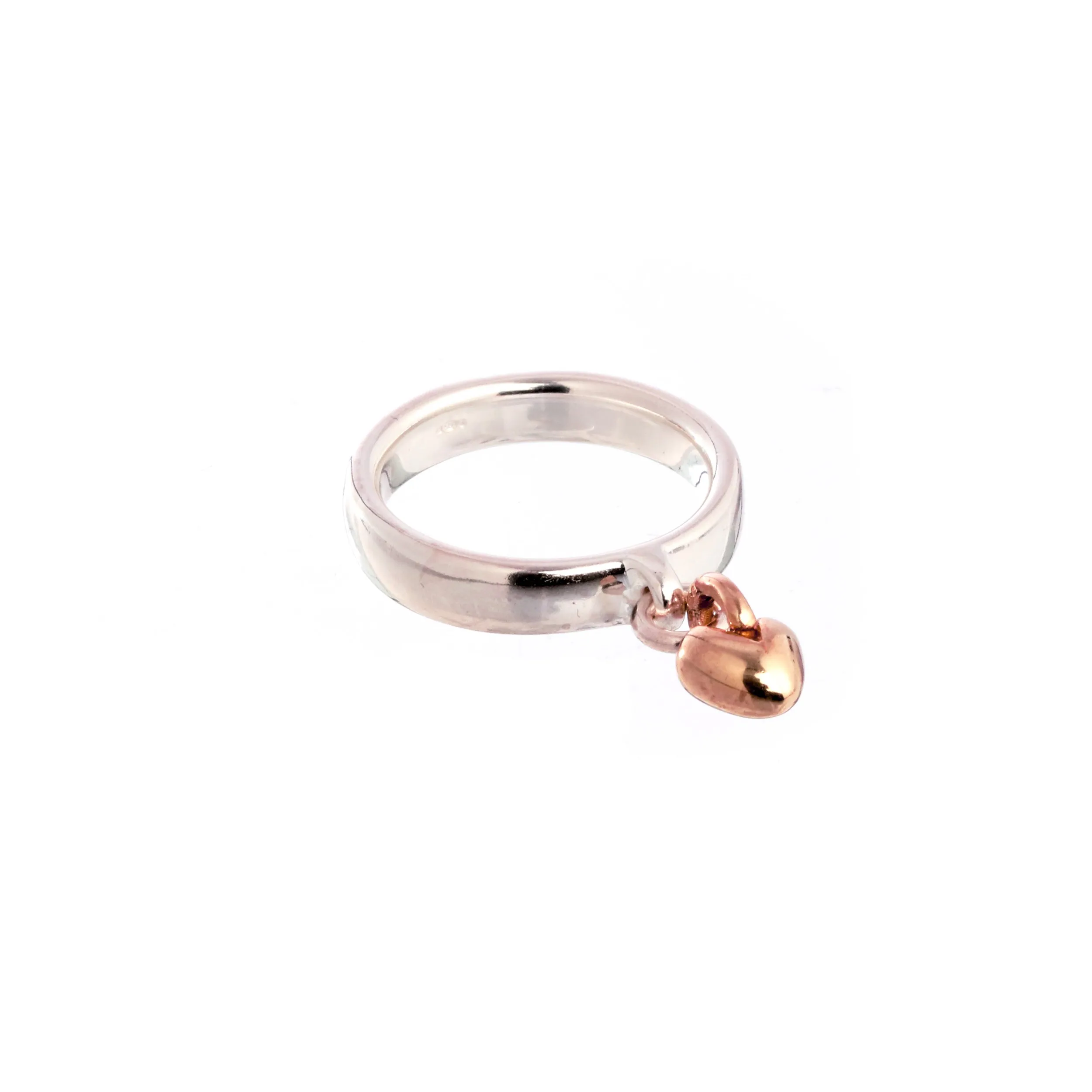 Sweetheart Silver & Rose Gold Charm Ring