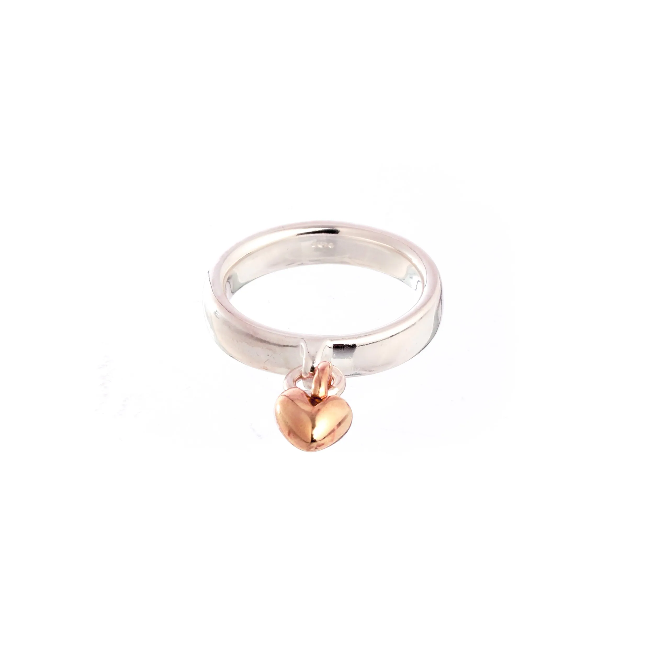 Sweetheart Silver & Rose Gold Charm Ring