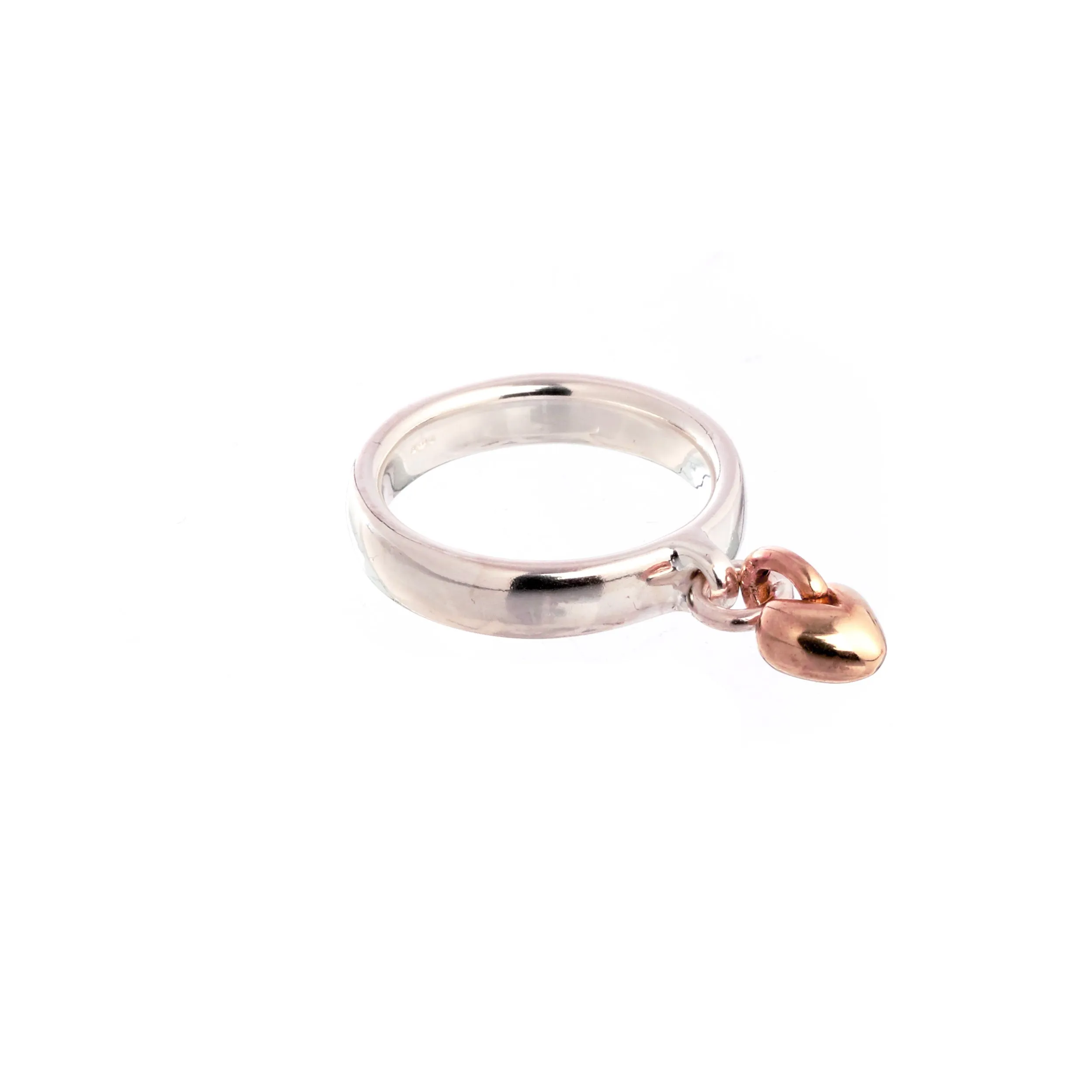 Sweetheart Silver & Rose Gold Charm Ring