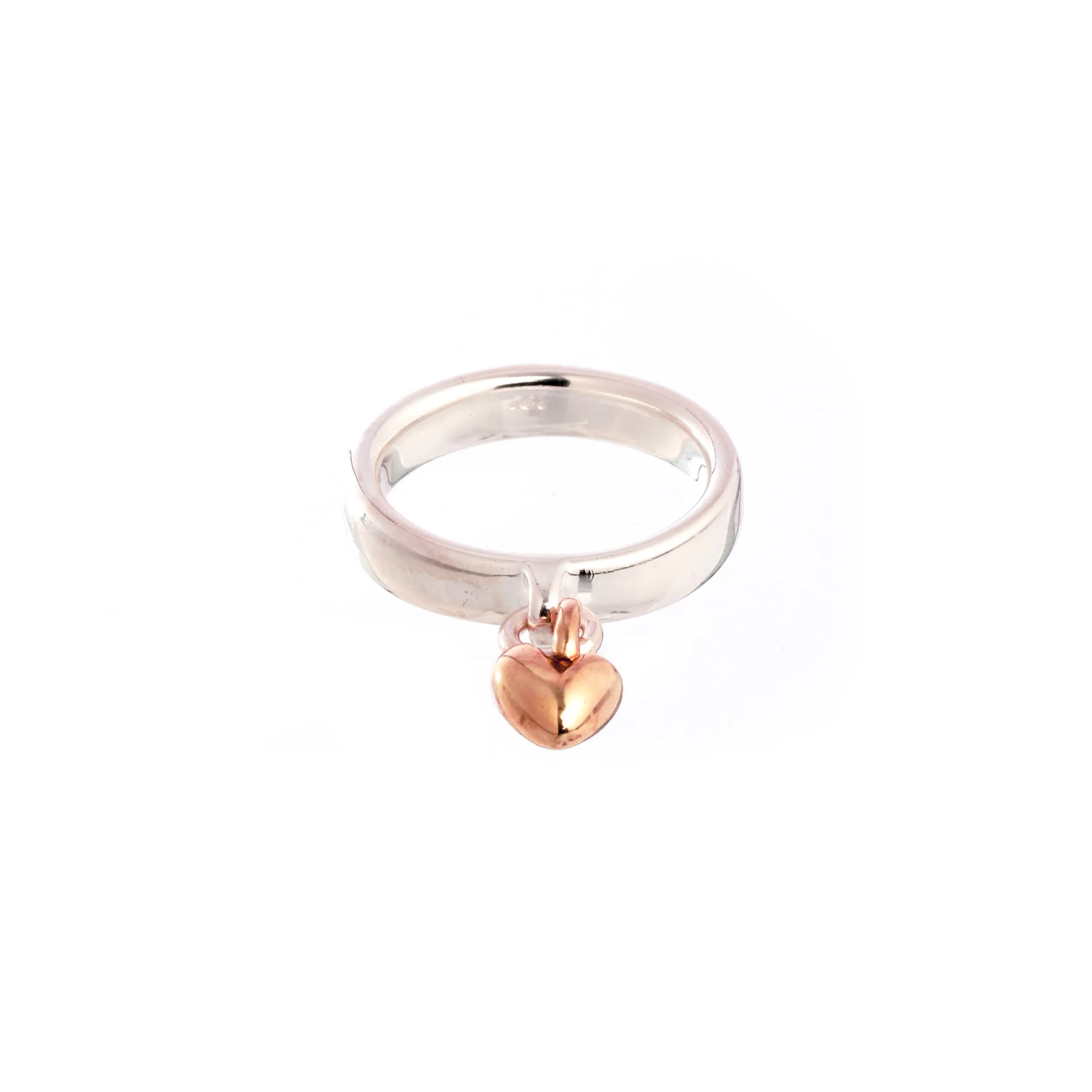 Sweetheart Silver & Rose Gold Charm Ring