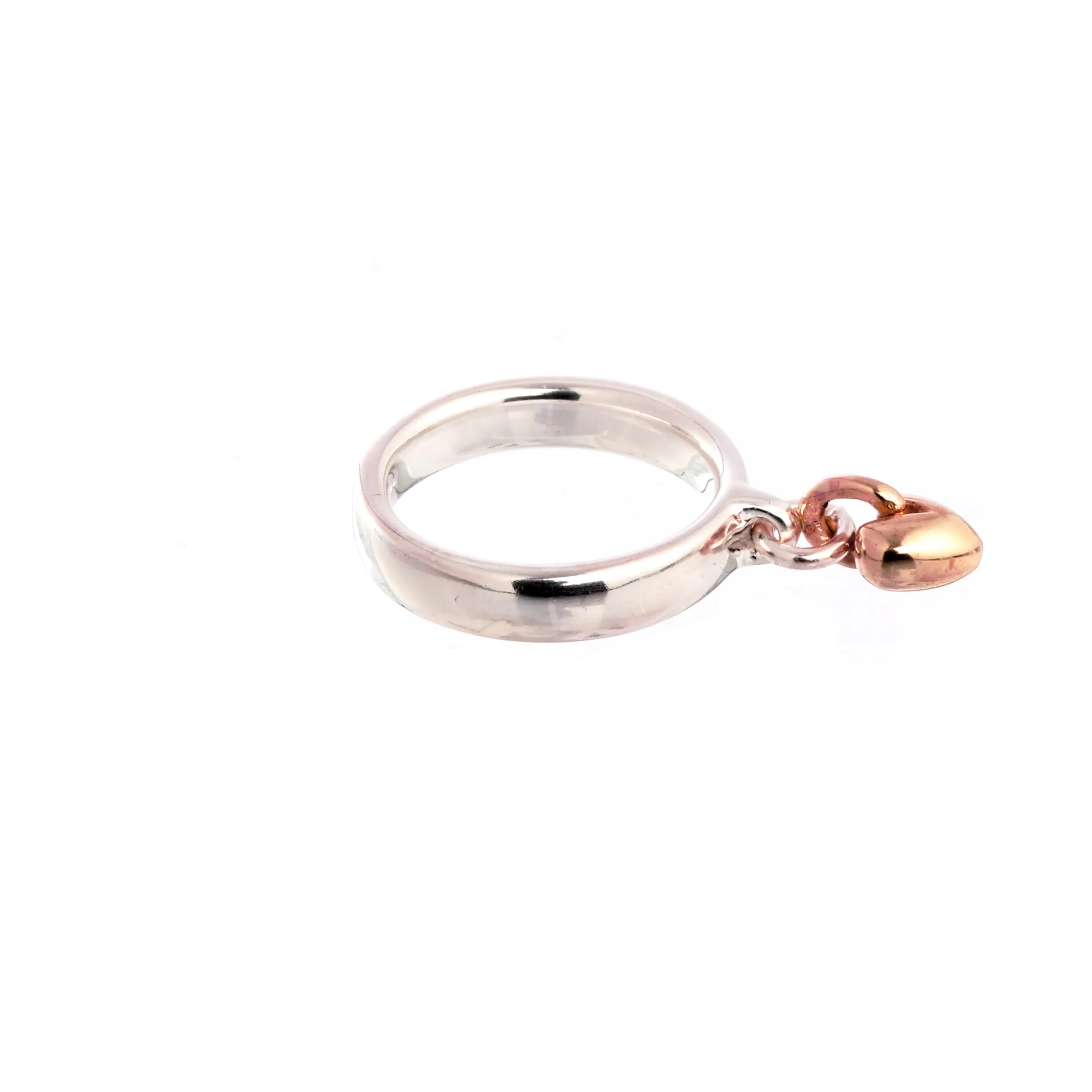 Sweetheart Silver & Rose Gold Charm Ring