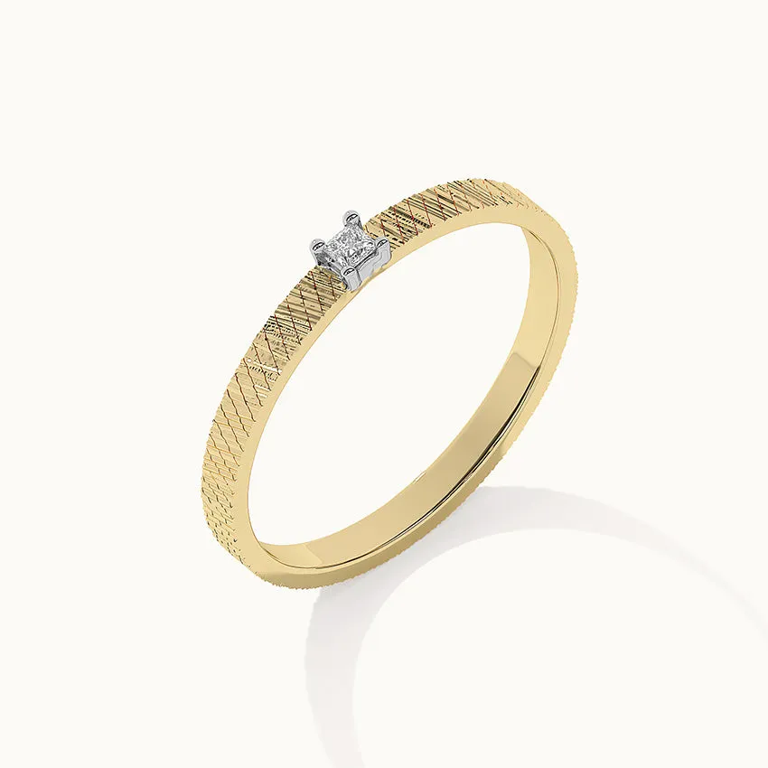 Textured Stackable Diamond Ring