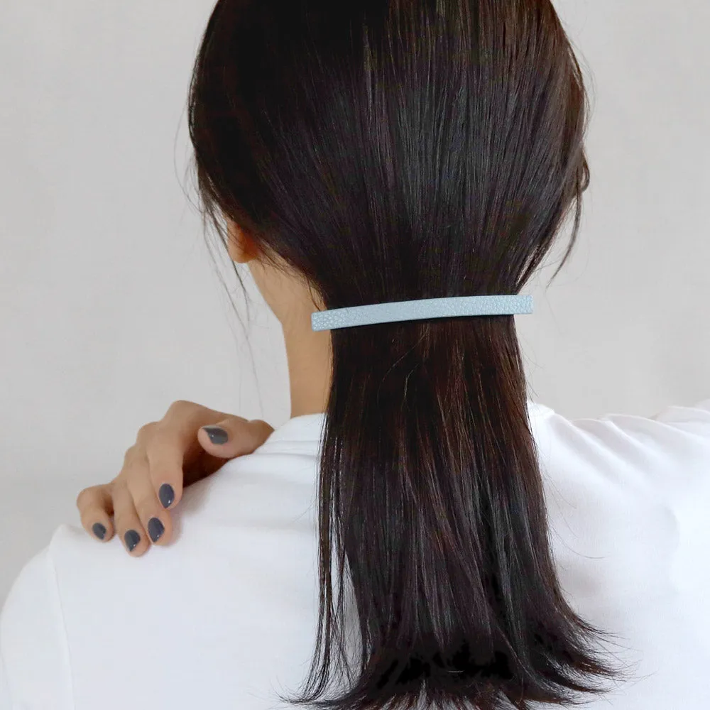 Thin Blue Leather Hair Barrette