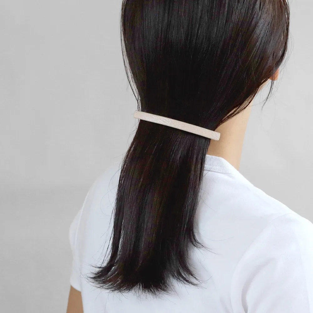 Thin Ivory Leather Hair Barrette