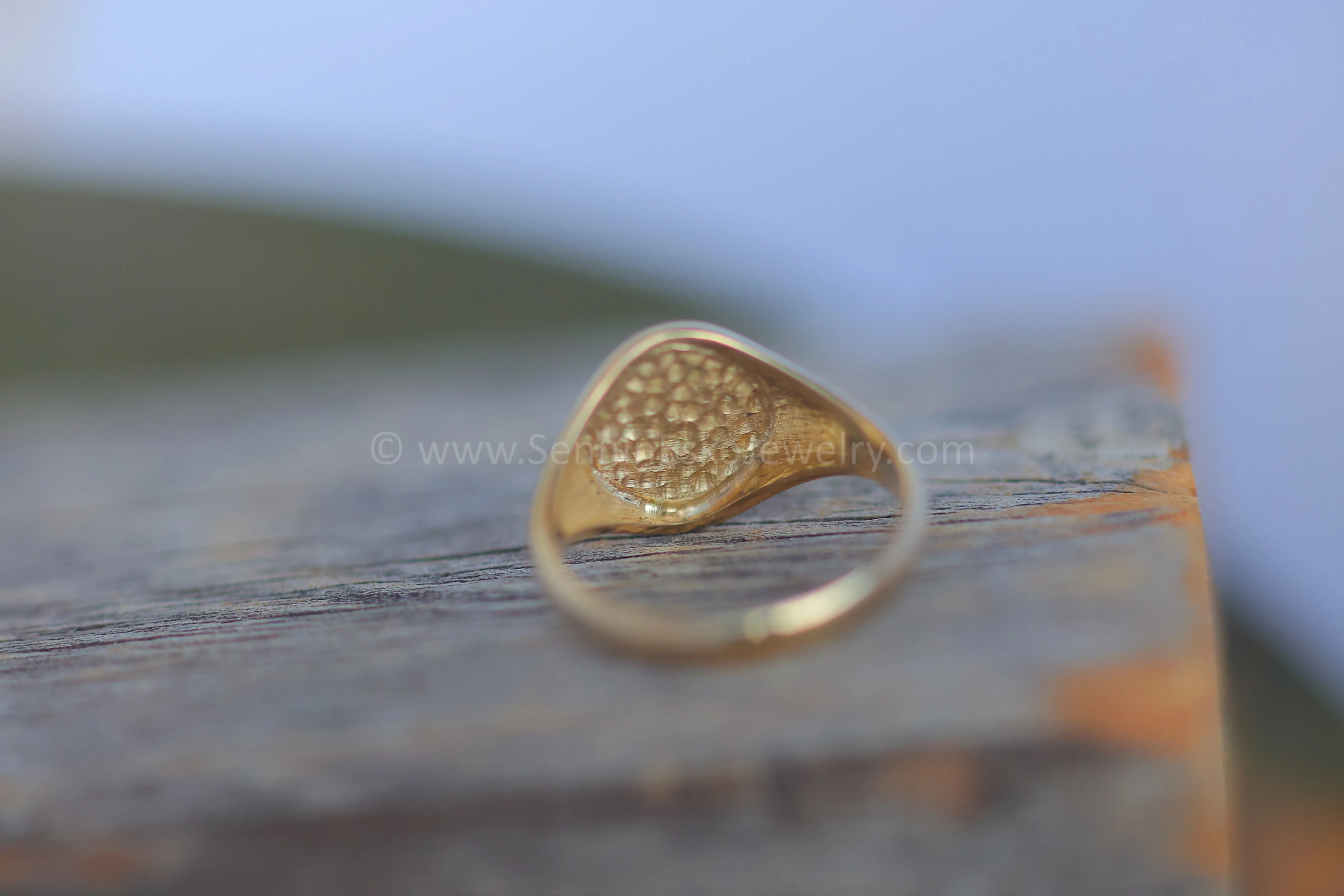 Tree Of Life Signet - Ready To Ship - 14kt Yellow Gold Bright Cut Engraving