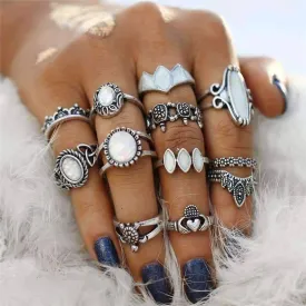 Ultimate Opal Collection Boho Midi-Knuckle Rings for Woman Set of 12