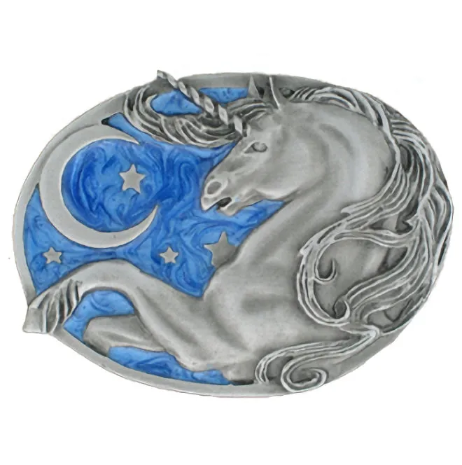 Unicorn Moon and Stars Belt Buckle