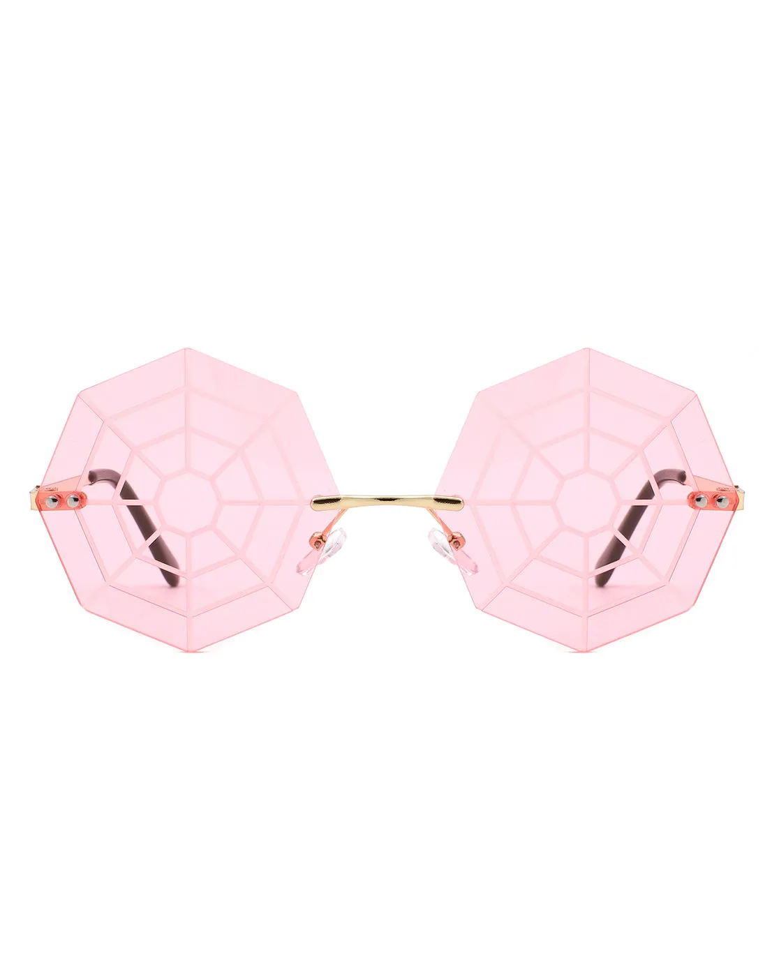 Vaelin - Geometric Spider Web Tinted Colored Round Sunglasses