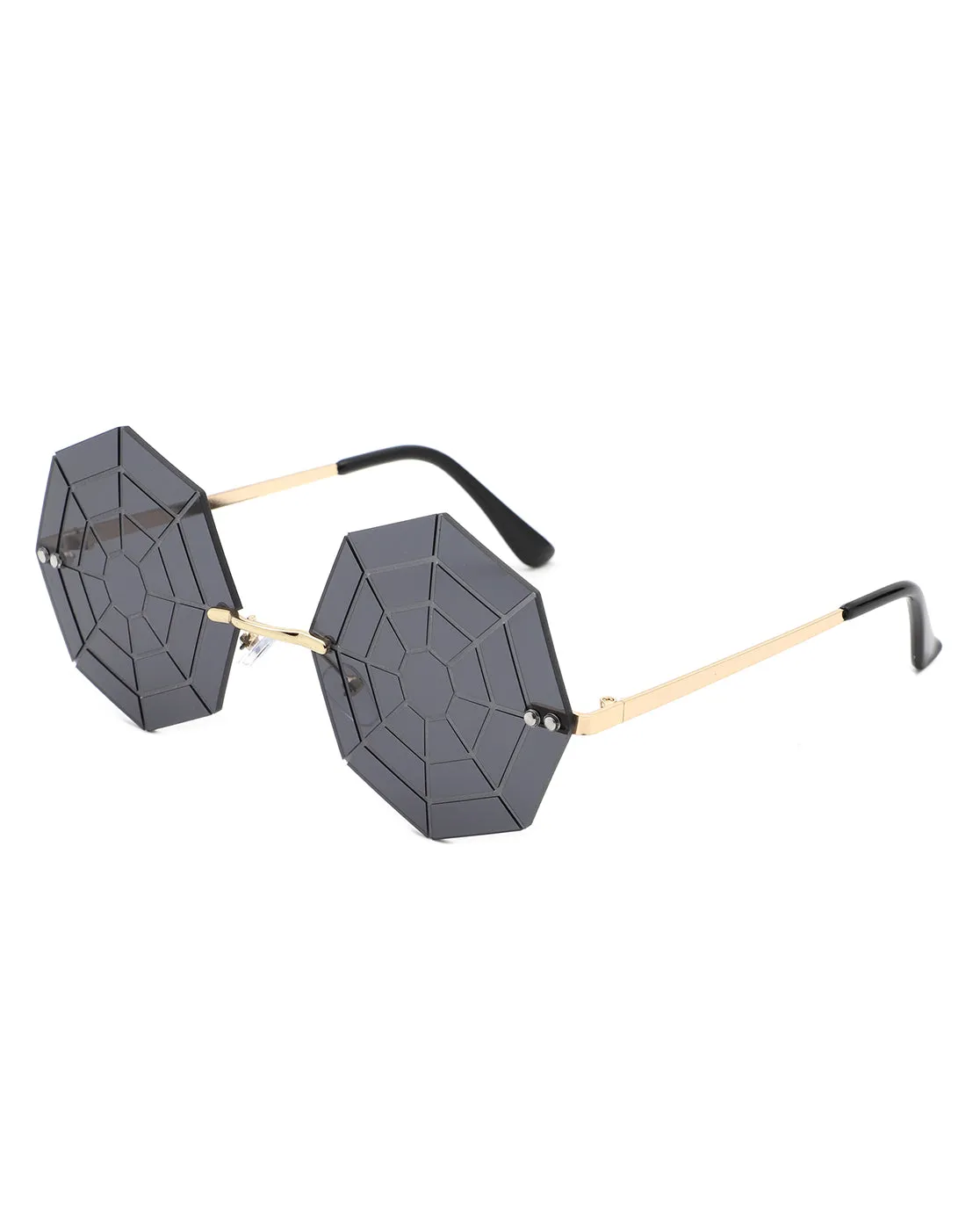 Vaelin - Geometric Spider Web Tinted Colored Round Sunglasses