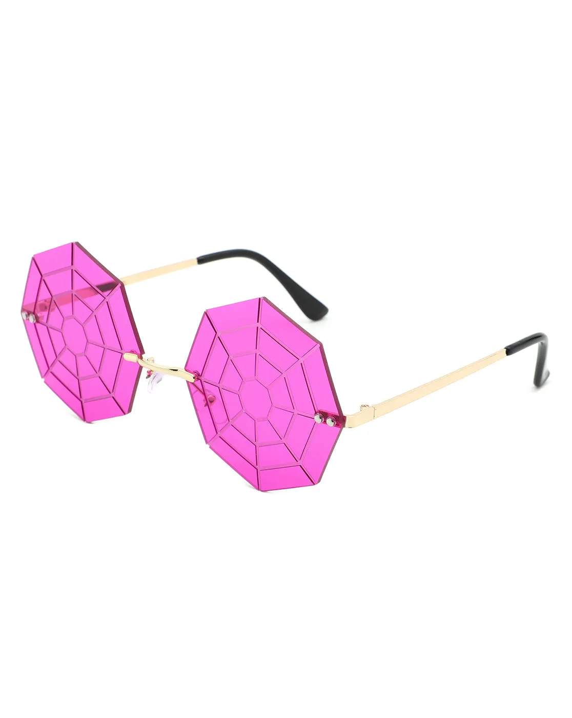 Vaelin - Geometric Spider Web Tinted Colored Round Sunglasses