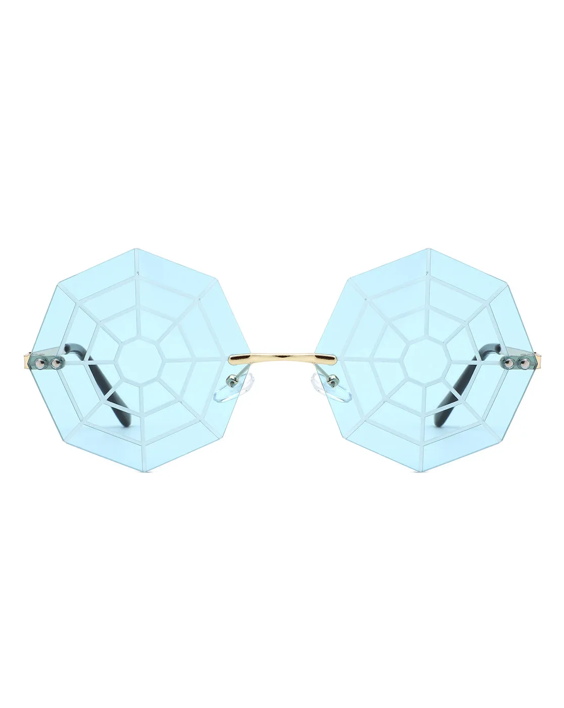 Vaelin - Geometric Spider Web Tinted Colored Round Sunglasses