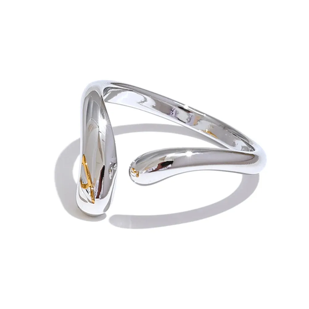 VAIGE Chic Adjustable 18K Golden Stainless Steel Minimalist Open Ring - High-Quality Trendy Geometric Jewelry