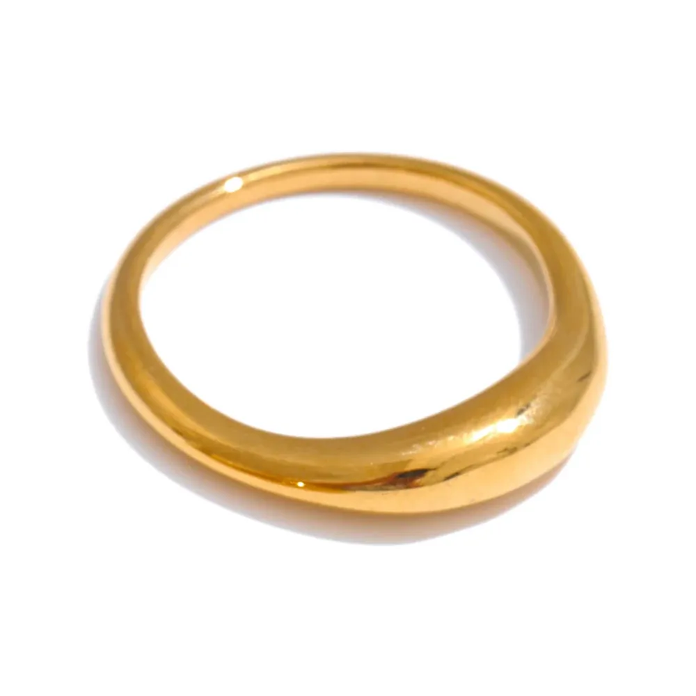 VAIGE Minimalist Chic Textured Golden Stainless Steel Ring - 18K PVD Plated Unique Design