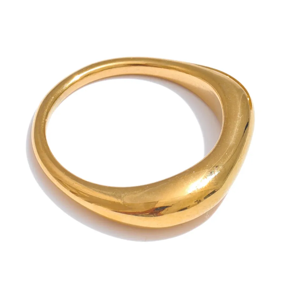 VAIGE Minimalist Chic Textured Golden Stainless Steel Ring - 18K PVD Plated Unique Design