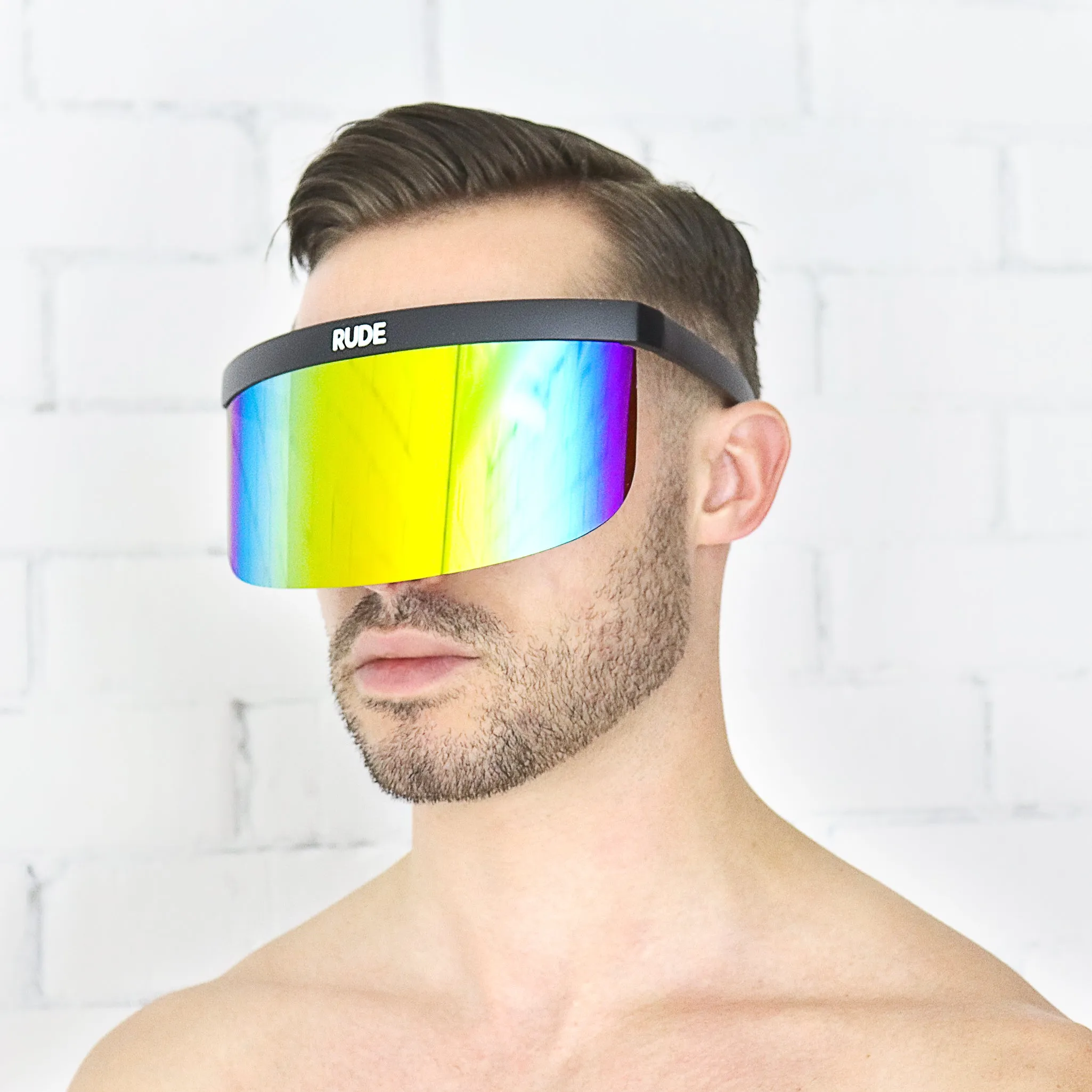 Visor - Gold Rainbow Mirror - Black Frames