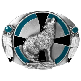 Western Wolf Belt Buckle