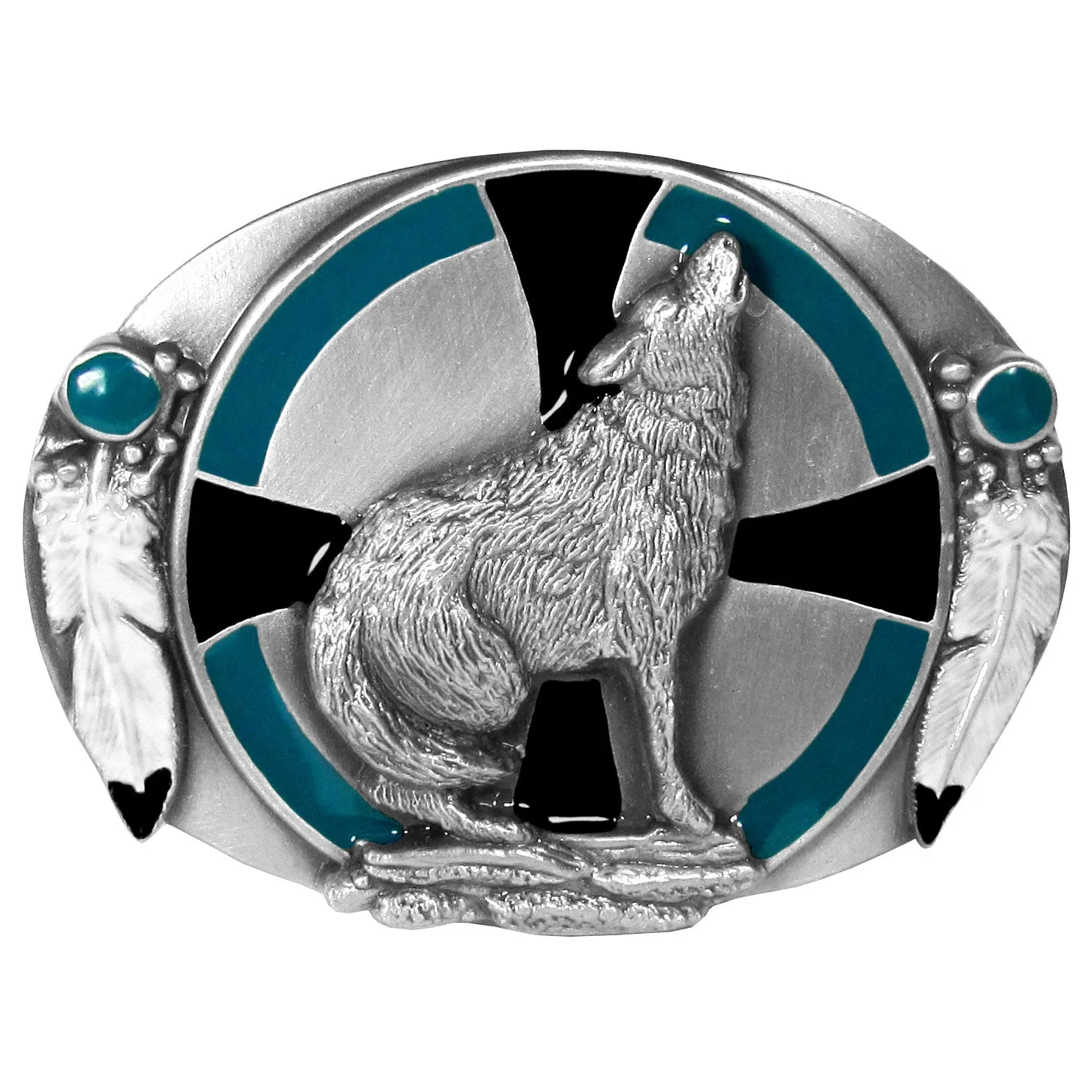 Western Wolf Belt Buckle