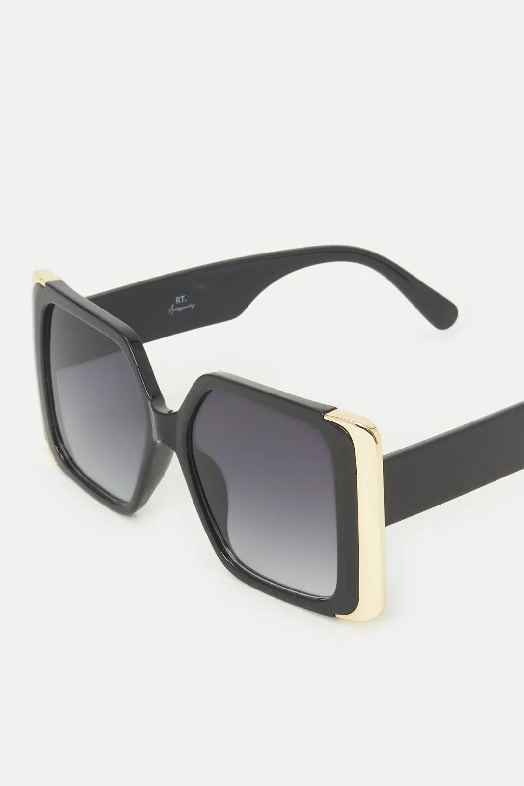 Women Black Square Oversized Sunglasses.