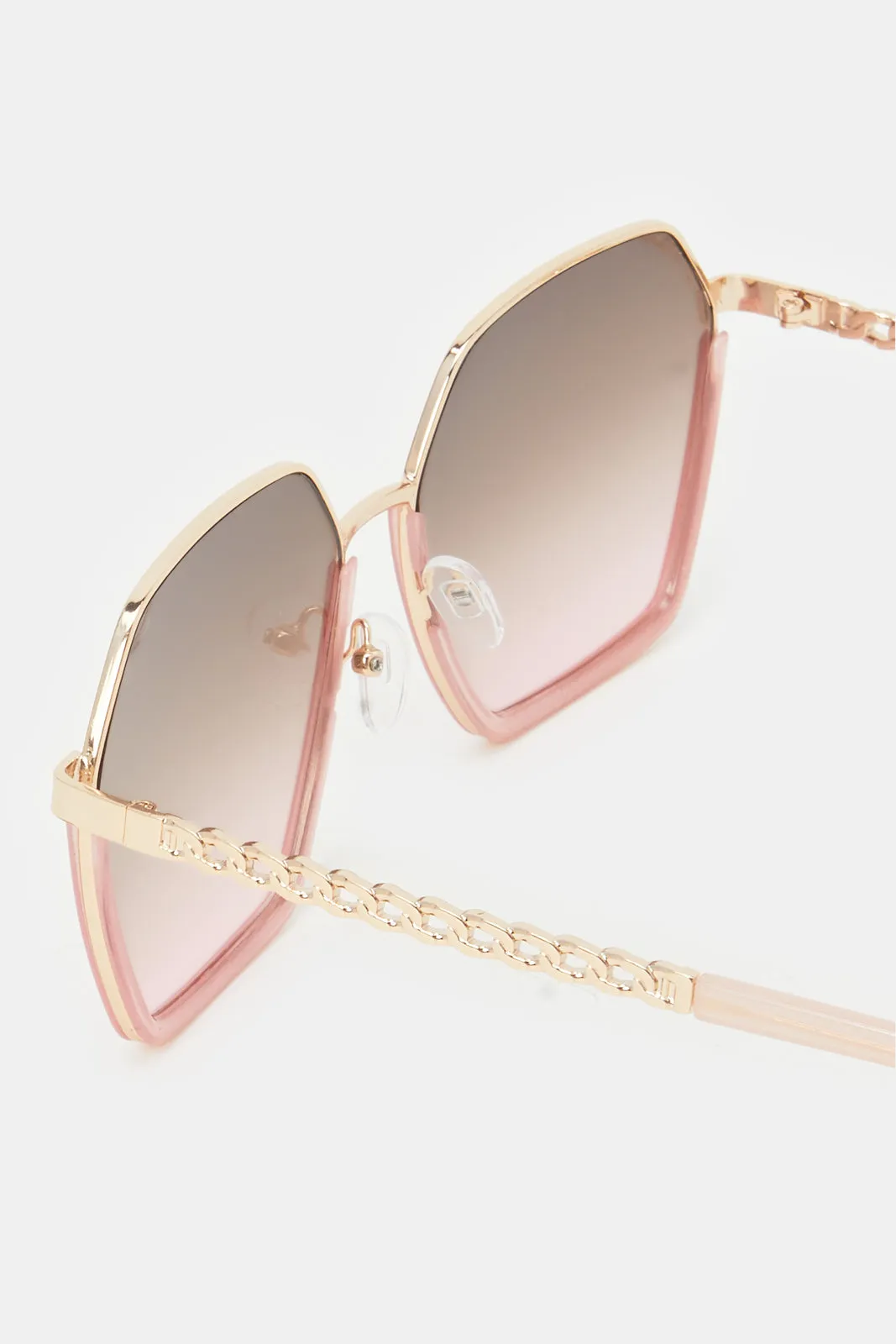 Women Gold Metal Oversized Sunglasses