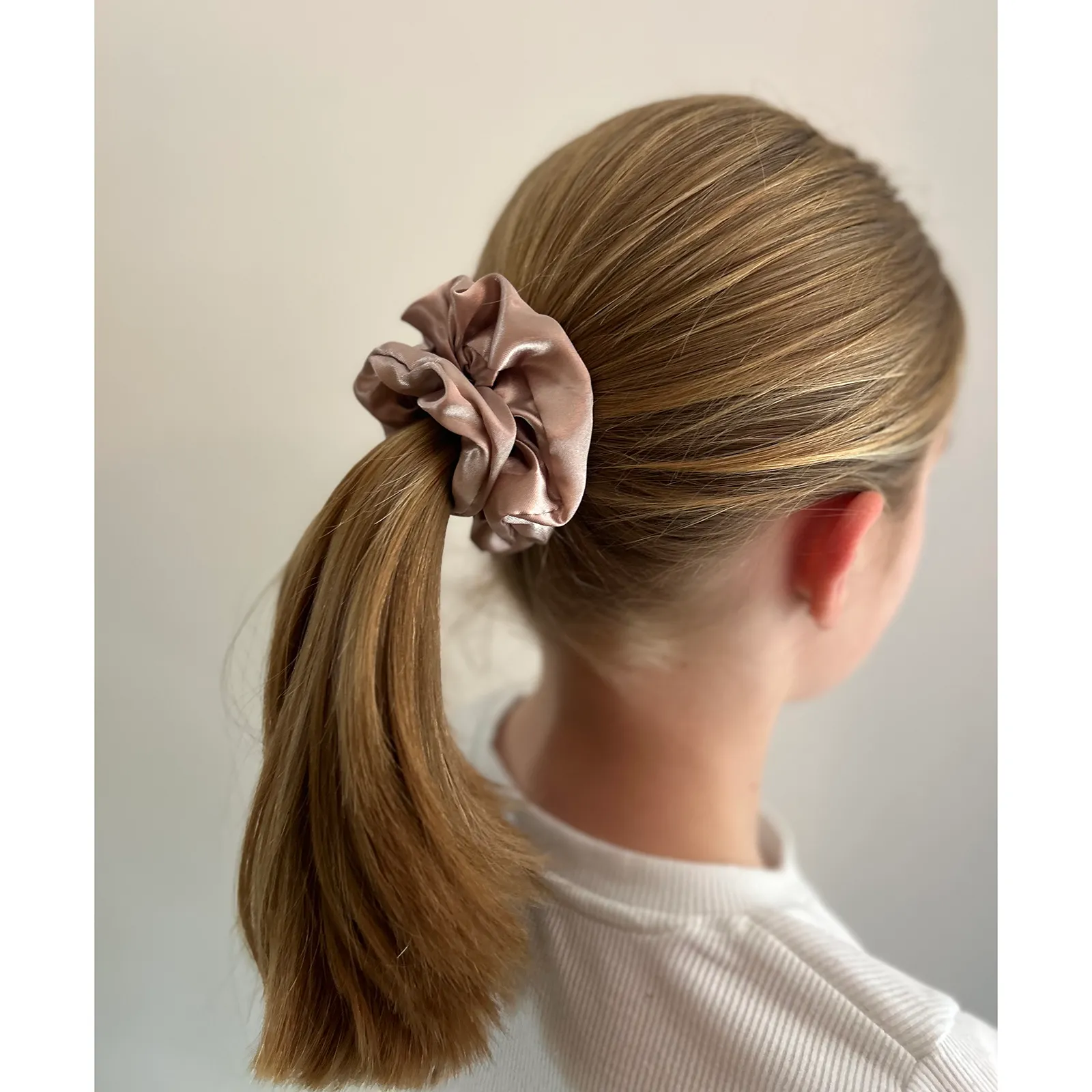 x2 Luxury Satin Feel Hair Scrunchies (Gold)